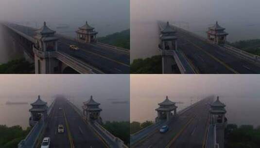 航拍横刷武汉长江大桥高清在线视频素材下载