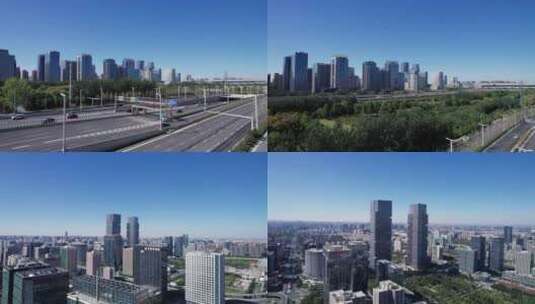 郑州绿地中心双子塔航拍高清在线视频素材下载