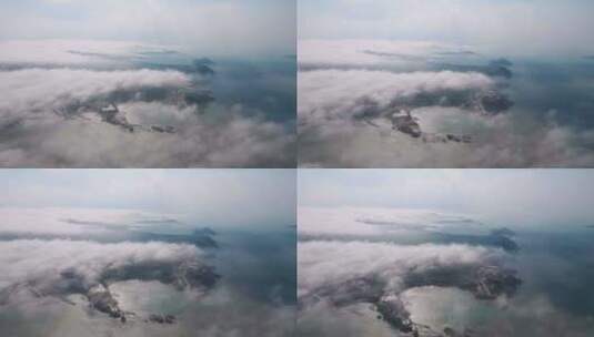 4k航拍山东威海成山头平流雾高清在线视频素材下载
