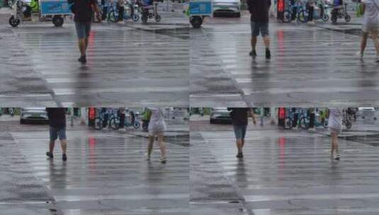 雨天 下雨 城市风光 写意 台风 雨中景色高清在线视频素材下载