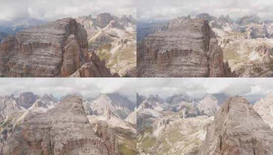 Sexten Dolomites的Paternkofel（Monte Paterno）峰会；空中视差高清在线视频素材下载