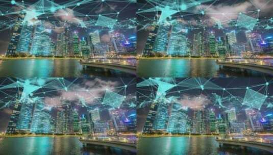 富有想象力的视觉智能数字城市与全球化抽象图形展示连接网络高清在线视频素材下载