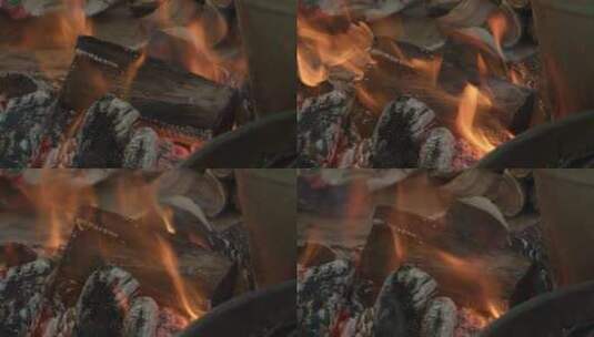 烧木头柴火高清在线视频素材下载