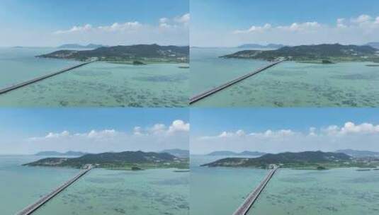 苏州吴中区太湖渔洋山风景区和太湖大桥航拍高清在线视频素材下载