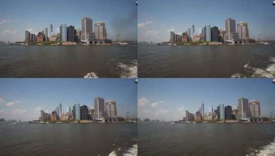 乘船离开城市高清在线视频素材下载