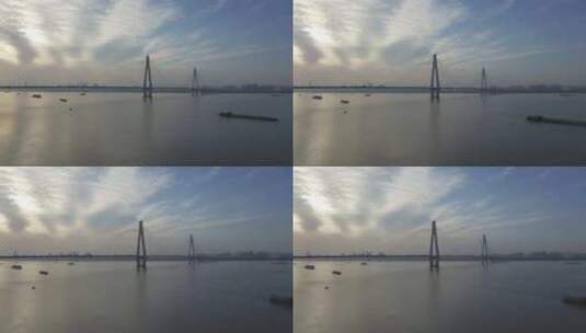 航拍武汉二七长江大桥远景高清在线视频素材下载