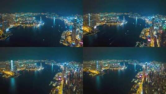 香港维多利亚港夜景_香港夜景后移延时高清在线视频素材下载