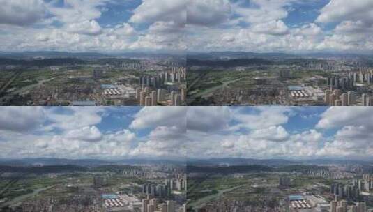 城市蓝天白云天际线航拍高清在线视频素材下载