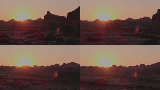 雅丹地貌的日出高清在线视频素材下载