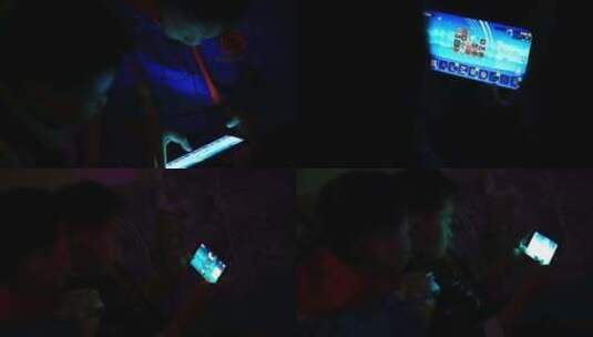 儿童半夜玩手机游戏合集高清在线视频素材下载