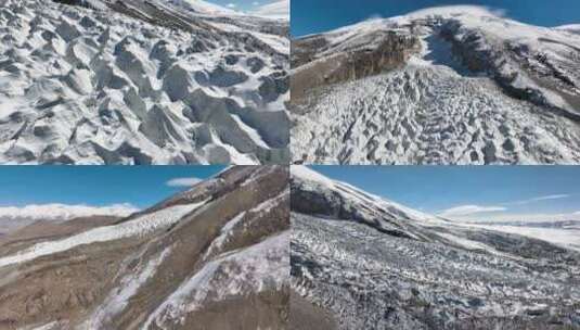 新疆航拍雪山冰川慕士塔格峰边境严寒塔县高清在线视频素材下载