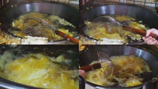 土豆过油 铁锅 油锅 油炸 马铃薯高清在线视频素材下载