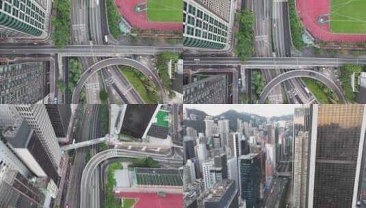 香港湾仔区马路俯拍高清在线视频素材下载