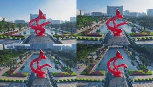 东莞市中心广场航拍视频高清在线视频素材下载