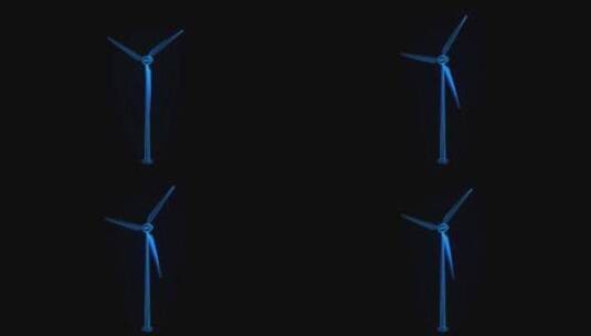 3D全息投影风力发电，发电厂，风车动画素材高清在线视频素材下载