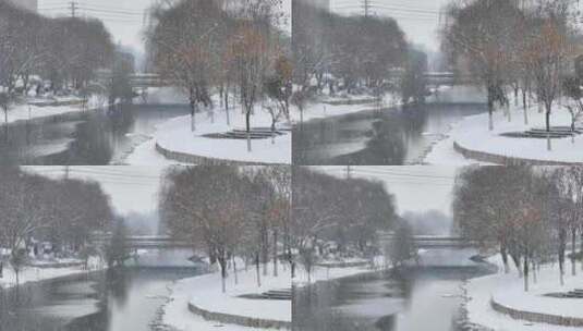大雪中的街道-亳州涡阳-向阳河高清在线视频素材下载