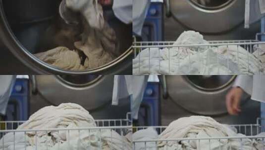 干洗店洗衣物高清在线视频素材下载