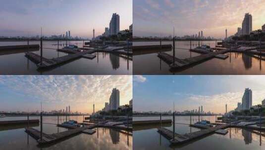 广州中大航海运动码头日出云彩延时高清在线视频素材下载