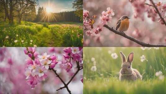 立春春天春季花草树木动物春暖花开高清在线视频素材下载