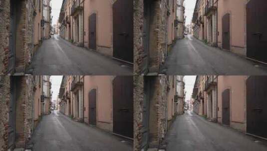 意大利阿布鲁佐瓜达格勒冬季狭窄街道的景色高清在线视频素材下载