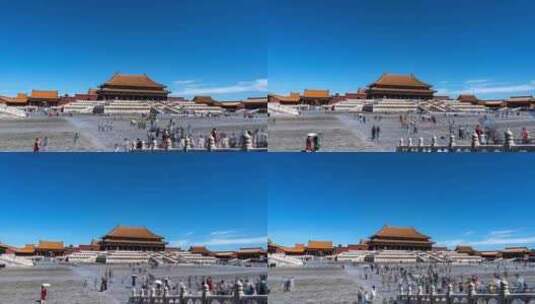 北京故宫博物院紫禁城内金水桥延时太和门高清在线视频素材下载