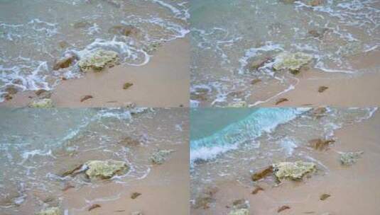 海南三亚海边沙滩海浪特写高清在线视频素材下载