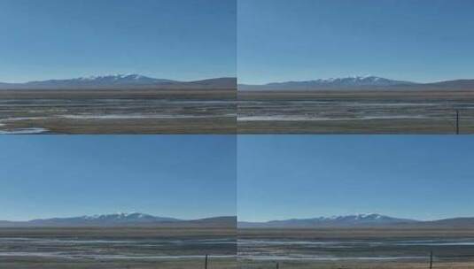 唯美火车窗外进西藏美景蓝天白云草原高清在线视频素材下载