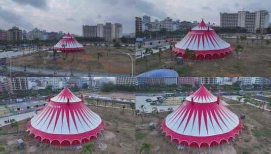 海南三亚湾马戏团帐篷高清在线视频素材下载