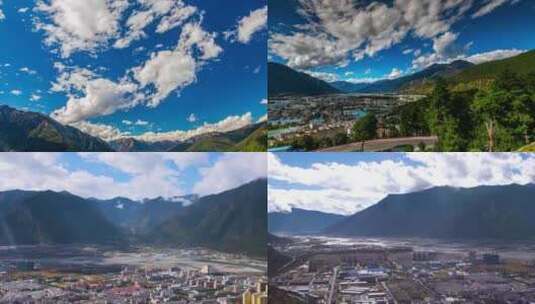 西藏林芝市区延时高清在线视频素材下载