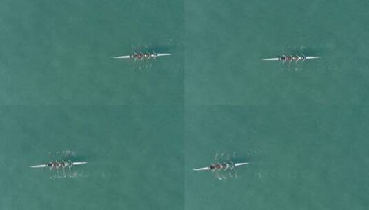 俯拍皮划艇团队高清在线视频素材下载