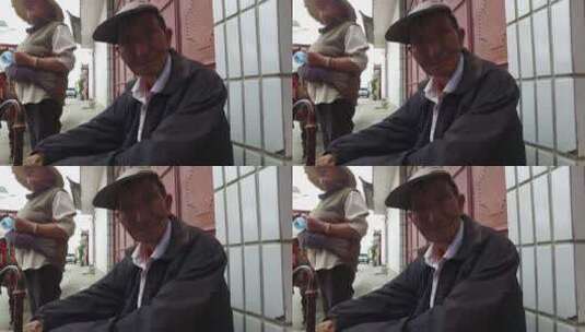 云南大理古城街头当地人面部特写高清在线视频素材下载