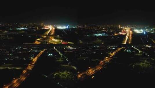 杭州下沙立交桥绕城高速夜景视频素材高清在线视频素材下载