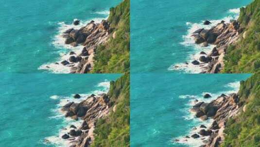 海浪拍打着海滩上的岩石。高清在线视频素材下载