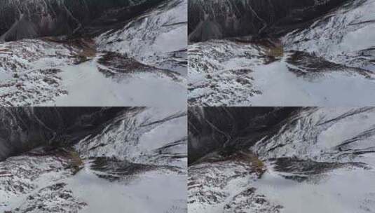 雪山崖壁俯视空镜高清在线视频素材下载