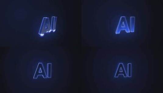 人工智能AI字母蓝色高清在线视频素材下载