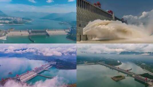 三峡大坝泄洪高清在线视频素材下载