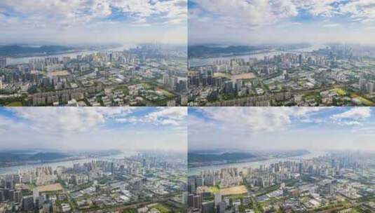 杭州滨江城市建筑风光航拍延时高清在线视频素材下载