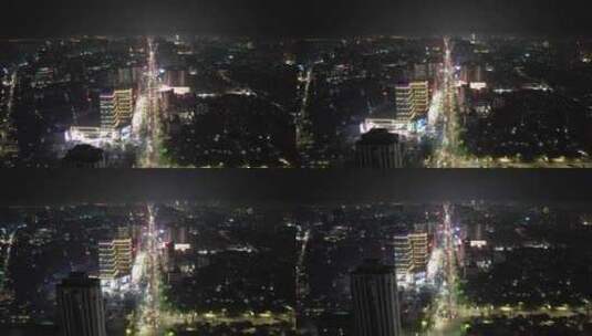 广东湛江城市夜景灯光交通城市大道航拍高清在线视频素材下载