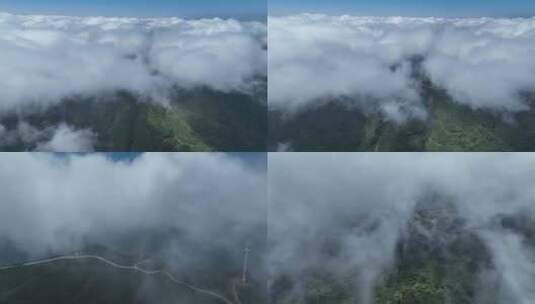 风力发电场高空云海航拍素材合集高清在线视频素材下载