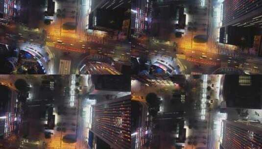 重庆观音桥步行街夜景航拍高清在线视频素材下载