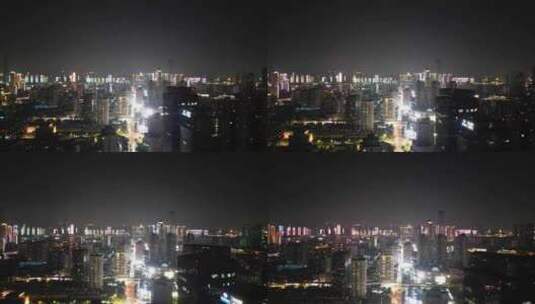 湖北武汉夜景武汉江汉路夜景航拍高清在线视频素材下载