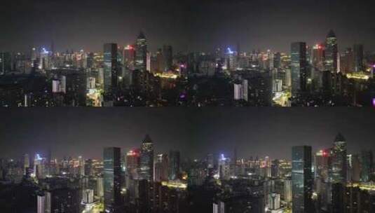 武汉夜景武汉西北湖CBD夜景航拍高清在线视频素材下载