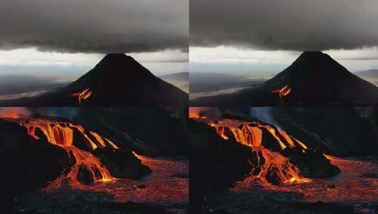 火山喷发熔岩流淌高清在线视频素材下载