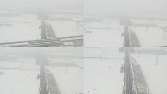 航拍雪景公路高清在线视频素材下载