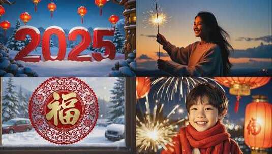 2025年新春春节回家过年新年喜庆ai素高清在线视频素材下载