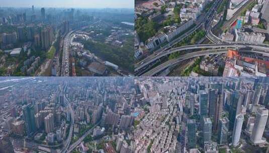 航拍广州车流延时内环路延时交通与建筑全景高清在线视频素材下载