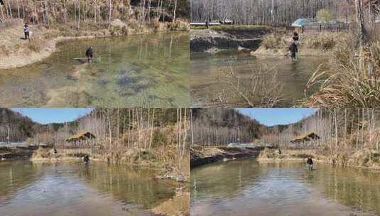 野外捞鱼高清在线视频素材下载