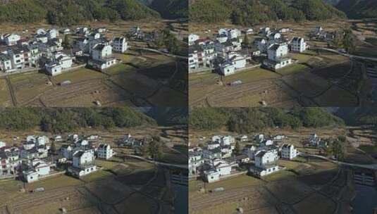 安徽皖南休宁大阜村山区农村建筑航拍高清在线视频素材下载