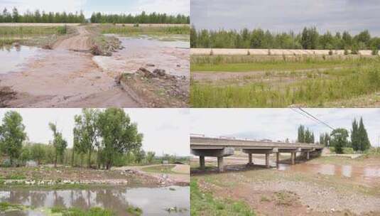 郊外草地树林河流景观高清在线视频素材下载