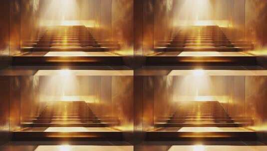 金色阶梯通道场景高清在线视频素材下载